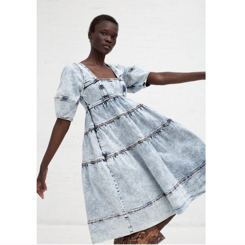 Ulla Johnson Devi Acid Wash Denim Dress